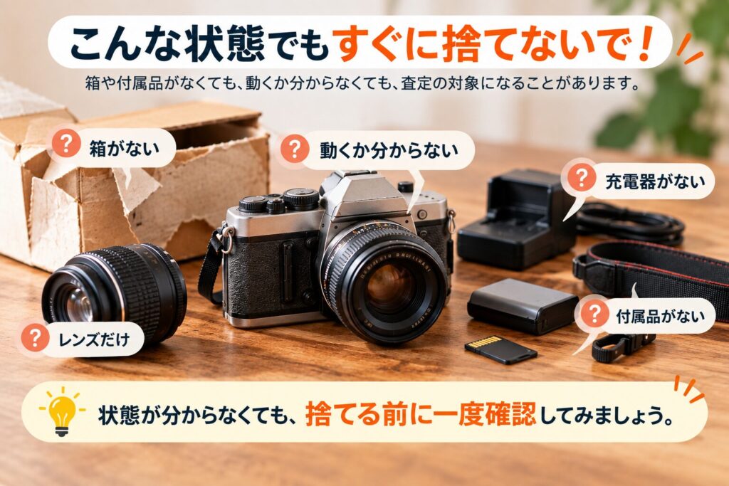 箱や付属品がない・動作不明の古いカメラを処分前に確認するポイント